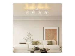 NETTLIFE Plafón-Foco de techo E14 giratorio 350°, de metal, para salón, ajustable, sin bombilla Blanco