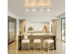 NETTLIFE Plafón-Foco de techo E14 giratorio 350°, de metal, para salón, ajustable, sin bombilla Blanco