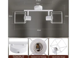 NETTLIFE Foco de techo E14 giratorio 350° vintage de metal ajustable sin bombilla Blanco Clearance