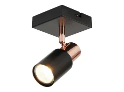 NETTLIFE Foco de techo. Focos de techo, 1 bombilla GU10 negra giratoria hasta 355° Negro / Dorado Discount