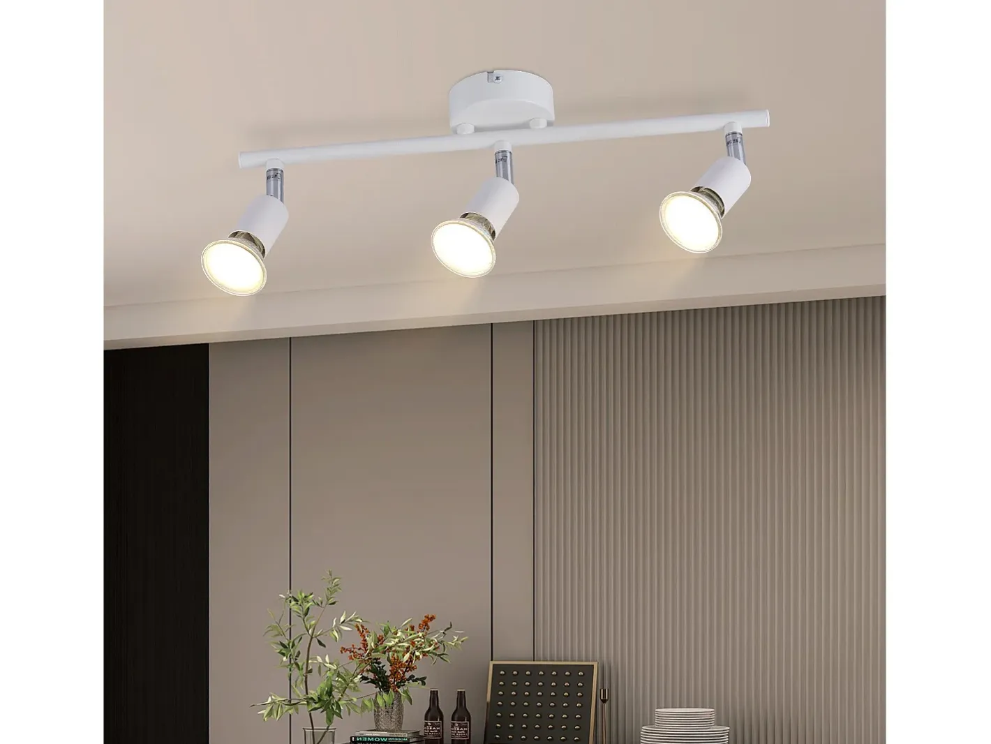 NETTLIFE Foco de techo LED de 3 bombillas - Foco de techo interior GU10 cálido moderno Blanco Outlet