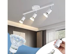 NETTLIFE Foco de techo LED de 3 bombillas - Foco de techo interior GU10 cálido moderno Blanco Outlet