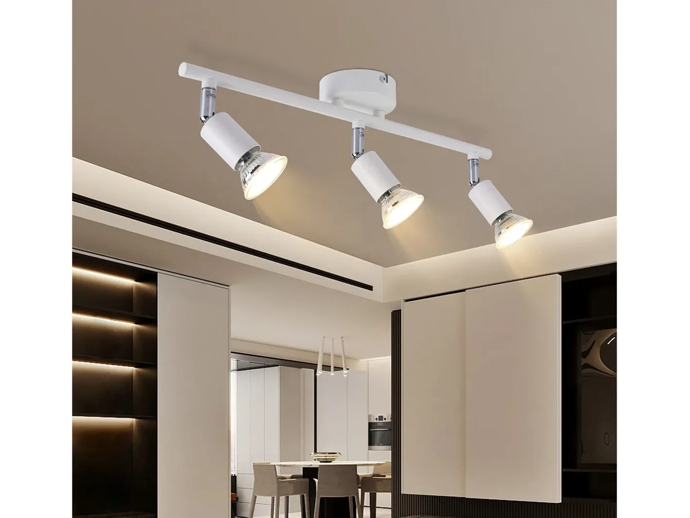 NETTLIFE Foco de techo LED de 3 bombillas - Foco de techo interior GU10 cálido moderno Blanco Outlet