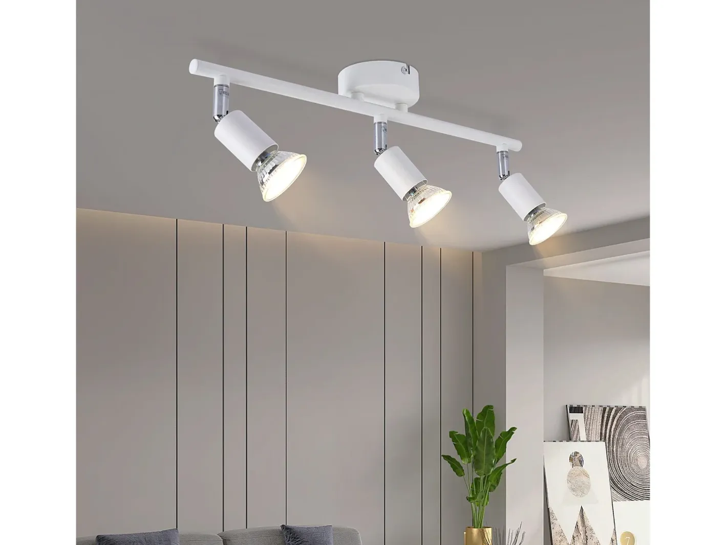 NETTLIFE Foco de techo LED de 3 bombillas - Foco de techo interior GU10 cálido moderno Blanco Outlet