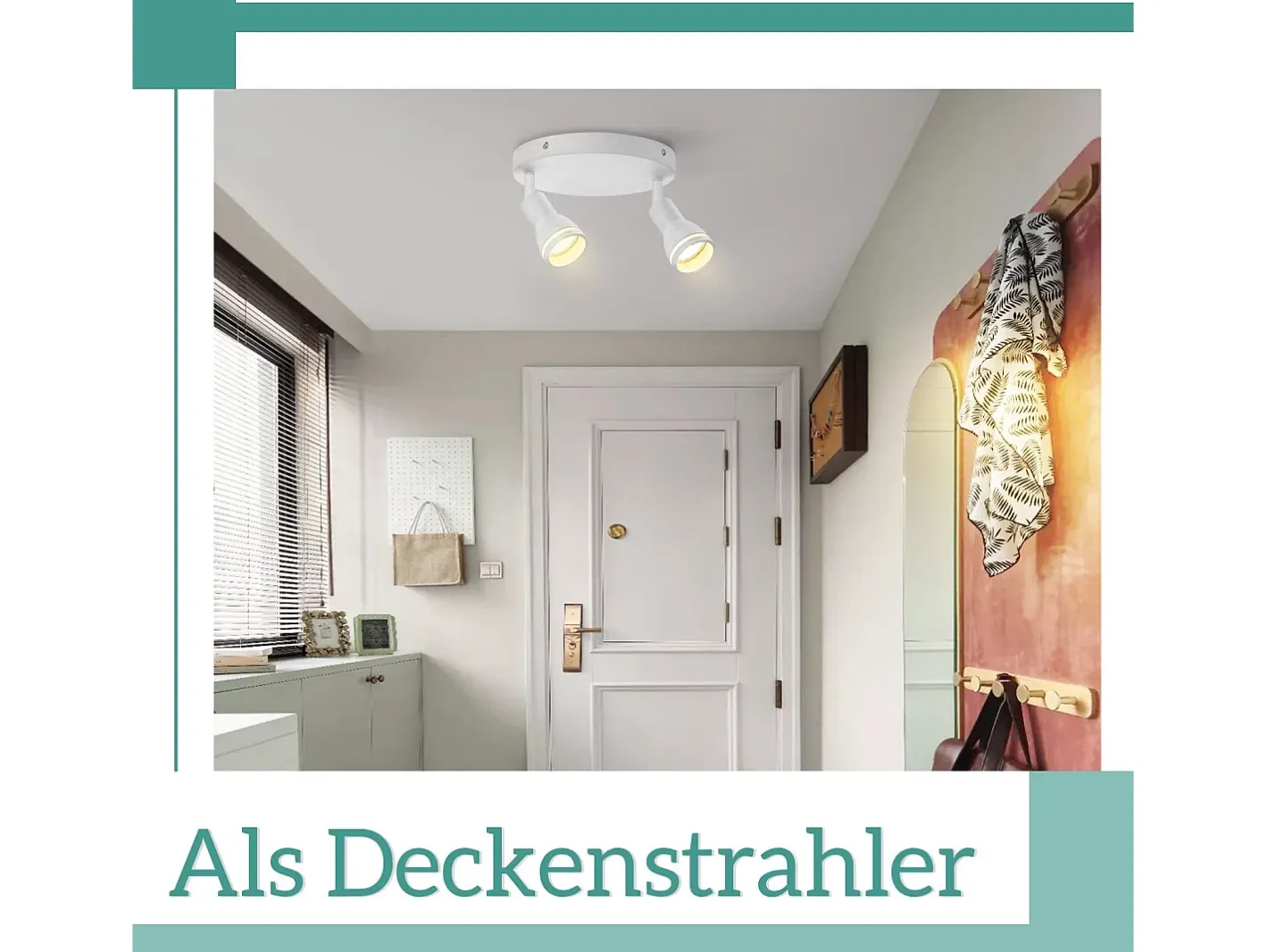 NETTLIFE Plafón-Foco de techo LED de 2 bombillas , foco de techo para salón, foco orientable GU10, lámpara moderna de foco. Blanco