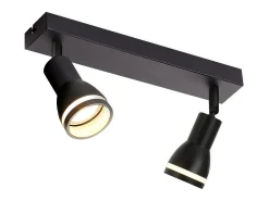 NETTLIFE Foco de techo LED de 2 bombillas , foco de techo para salón, foco orientable GU10, lámpara de foco moderna. Negro