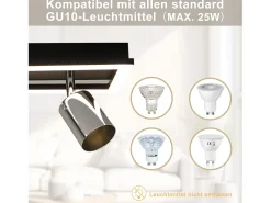NETTLIFE Foco de techo LED de 3 llamas, luz de techo negra GU10, focos de techo orientables, 15 W, blanco cálido Negro Outlet