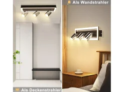 NETTLIFE Foco de techo LED de 3 llamas, luz de techo negra GU10, focos de techo orientables, 15 W, blanco cálido Negro Outlet