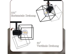 NETTLIFE Foco de techo E14 giratorio 350°, lámpara de techo vintage de metal, ajustable para sala de estar, sin bombilla Negro Outlet