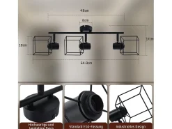 NETTLIFE Foco de techo E14 giratorio 350°, lámpara de techo vintage de metal, ajustable para sala de estar, sin bombilla Negro Outlet