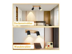 Outlet NETTLIFE Foco de techo GU10 Foco de pared de madera giratorio sin bombilla 350° Negro