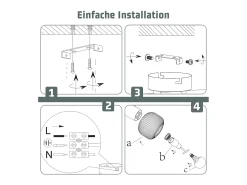NETTLIFE Foco de techo E14 Pantalla de cristal vintage Foco de interior moderno para dormitorio y sala de estar Negro Clearance