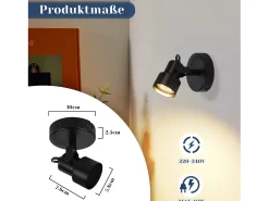 Best NETTLIFE Foco de techo - Lámpara de techo vintage GU10 para cocina, salón, pasillo Negro