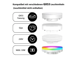 NETTLIFE Foco de techo para montaje en superficie, , moderno, para pasillo, 3 llamas, Gx53, máx. 10 W Blanco Clearance