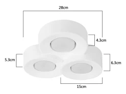 NETTLIFE Foco de techo para montaje en superficie, , moderno, para pasillo, 3 llamas, Gx53, máx. 10 W Blanco Clearance