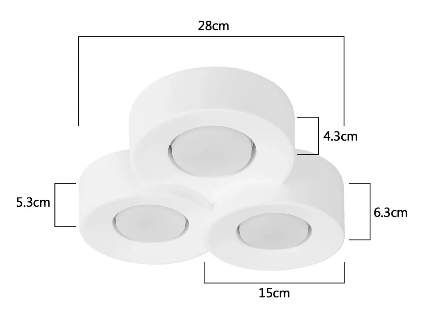 NETTLIFE Foco de techo para montaje en superficie, , moderno, para pasillo, 3 llamas, Gx53, máx. 10 W Blanco Clearance