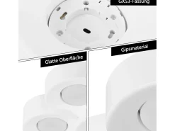 NETTLIFE Foco de techo para montaje en superficie, , moderno, para pasillo, 3 llamas, Gx53, máx. 10 W Blanco Clearance