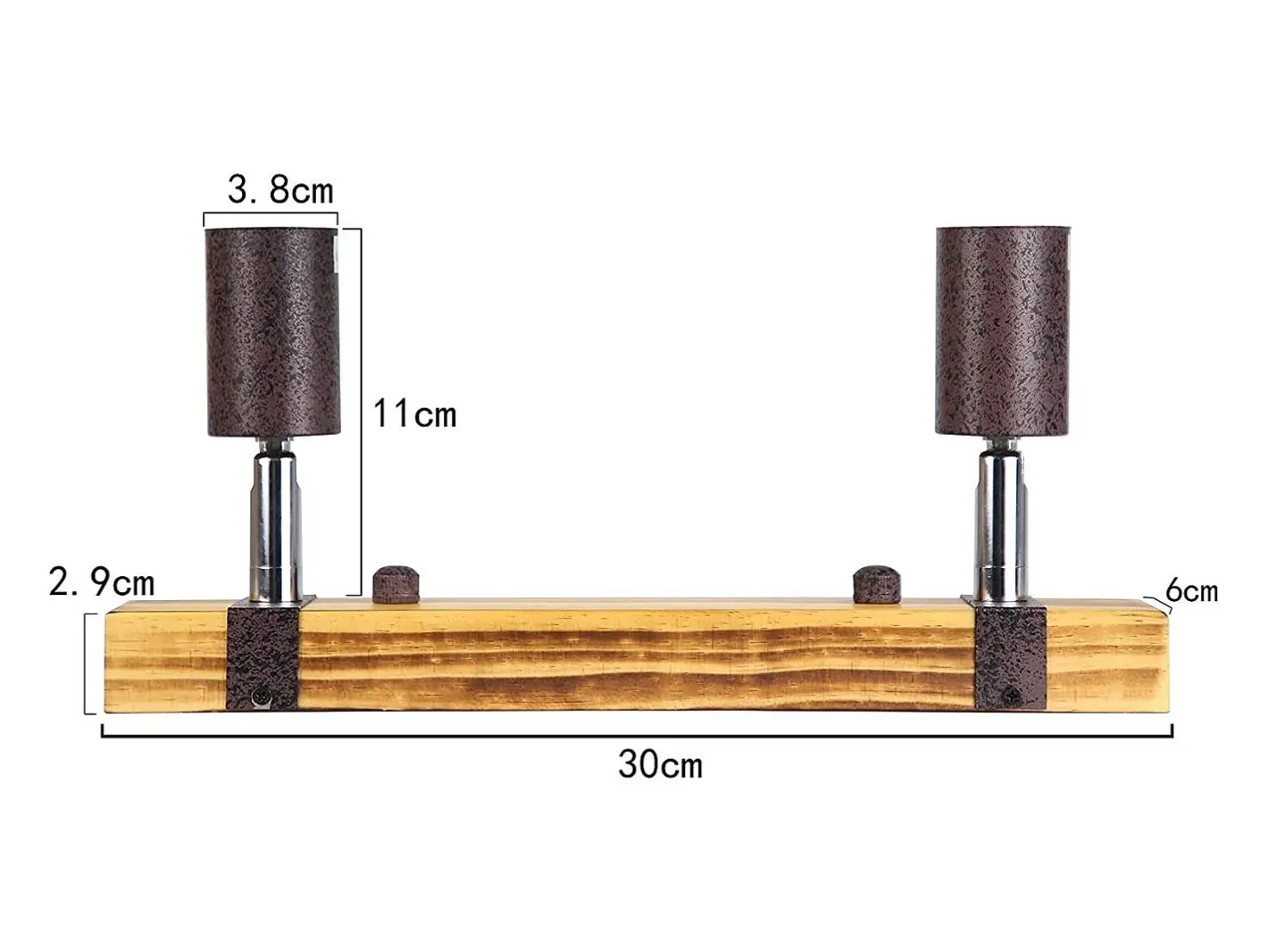 NETTLIFE Plafón-Foco de techo retro 2 lámparas regulables con viga de madera, LED orientable, intercambiable Amarillo