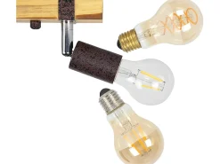 NETTLIFE Plafón-Foco de techo retro 2 lámparas regulables con viga de madera, LED orientable, intercambiable Amarillo