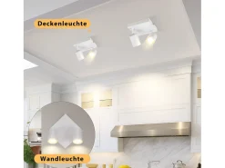 NETTLIFE Foco de techo salón 2 focos negro GU10 orientable para dormitorio cocina Blanco Discount