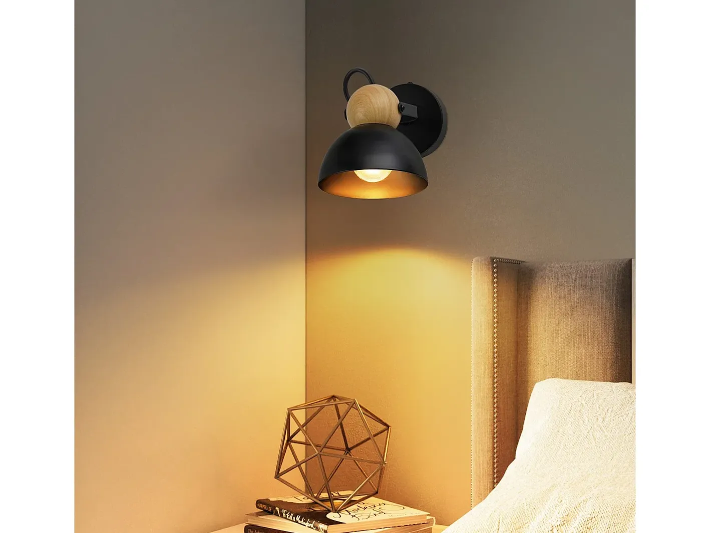 NETTLIFE Plafón-Foco de techo vintage E27 ajustable a 350° Retro Entrada Sala de estar Dormitorio Negro