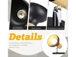 NETTLIFE Foco de techo vintage E14 para interior, orientable 350°, , giratorio 350°, industrial, 4 llamas, redondo Negro Clearance