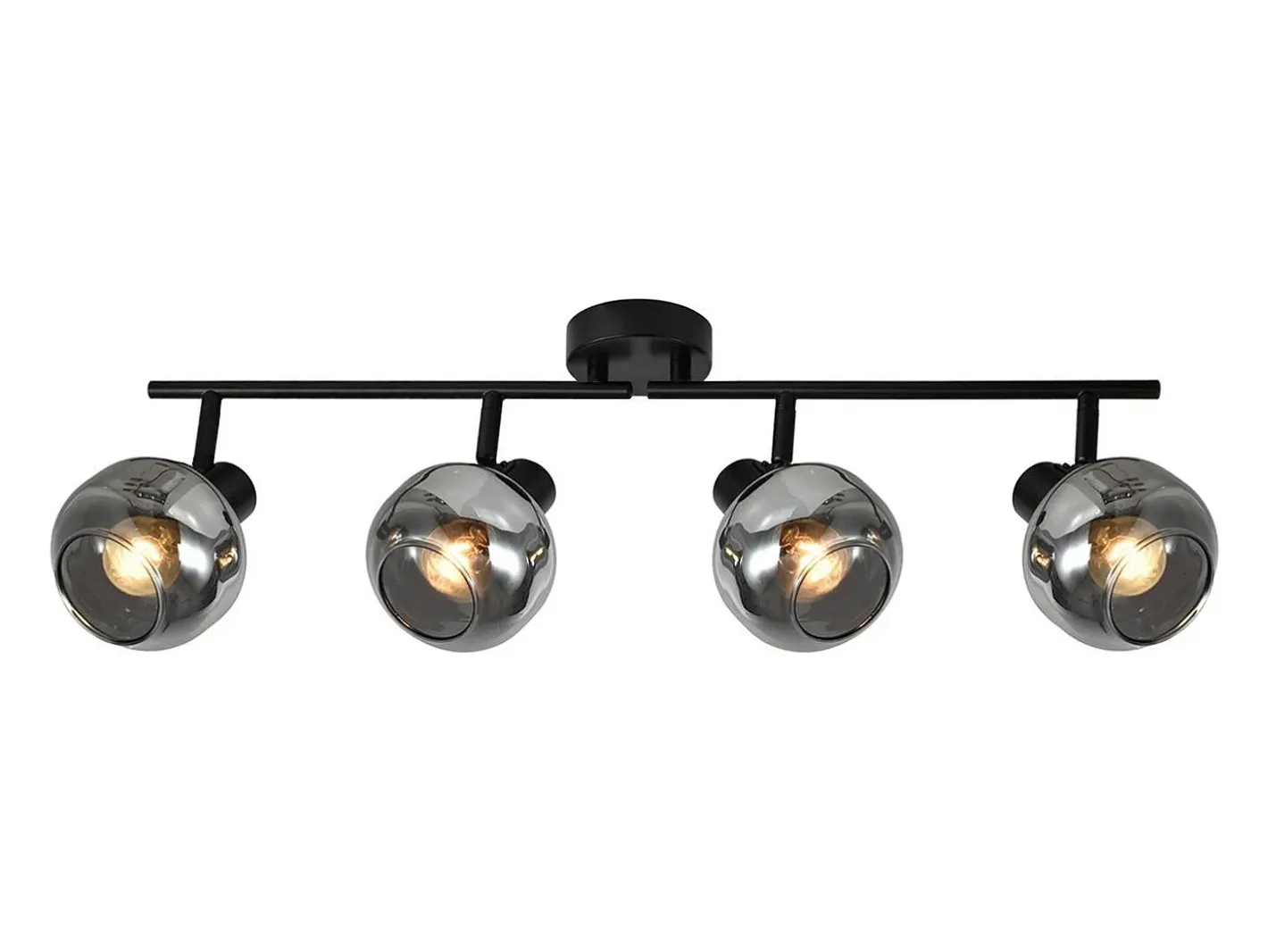 NETTLIFE Plafón-Foco de techo vintage para salón en cristal ahumado 4 E14 orientable 350° Gris