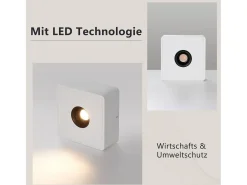 NETTLIFE Plafón-Foco LED 7W Cálido Foco de Techo Moderno Foco Plano y Cuadrado para Pasillo Cocina Comedor Blanco