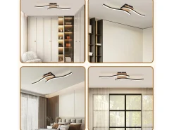 NETTLIFE foco LED de techo de 12W, madera, 3000K, luz blanca cálida, diseño moderno, metal . Negro Sale