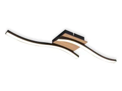 NETTLIFE foco LED de techo de 12W, madera, 3000K, luz blanca cálida, diseño moderno, metal . Negro Sale