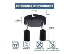 NETTLIFE Foco para techo LED , 2 bombillas giratorias 350° GU10-industrial. Negro Sale