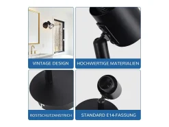 NETTLIFE Focos de pared s Focos de pared retro - Lámpara de pared E14 Lámpara de pared vintage ajustable 1 llama 350°40W Negro Clearance