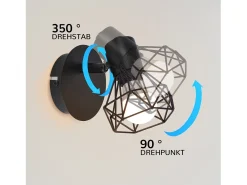 NETTLIFE Focos de pared s Focos de pared retro - Lámpara de pared E14 Lámpara de pared vintage ajustable 1 llama 350°40W Negro Clearance