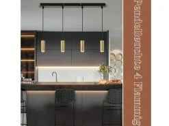 NETTLIFE Lámpara Suspendida-Gu10 Lámpara Colgante Oro Diam.170cm Metal 4 Bombillas - Lámpara de Mesa Industrial Moderna para Salón Cafetería Dormitorio Negro