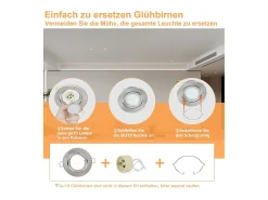 NETTLIFE Kit 6 Focos empotrables GU10 Marco base 230 V Luz 50 mm Foco de aluminio orientable 30° para bombillas halógenas LED Plateado Best