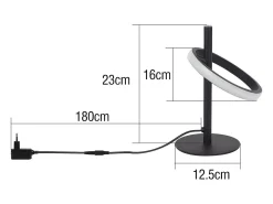 NETTLIFE Lámpara De Mesa-Lampara de mesa LED blanca moderna en forma de anillo, lámpara de noche rotativa con anillos extraíbles de 13W. Negro