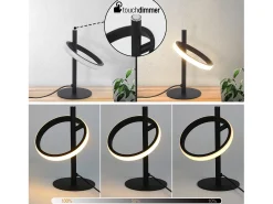 NETTLIFE Lámpara De Mesa-Lampara de mesa LED blanca moderna en forma de anillo, lámpara de noche rotativa con anillos extraíbles de 13W. Negro
