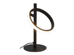 NETTLIFE Lámpara De Mesa-Lampara de mesa LED blanca moderna en forma de anillo, lámpara de noche rotativa con anillos extraíbles de 13W. Negro