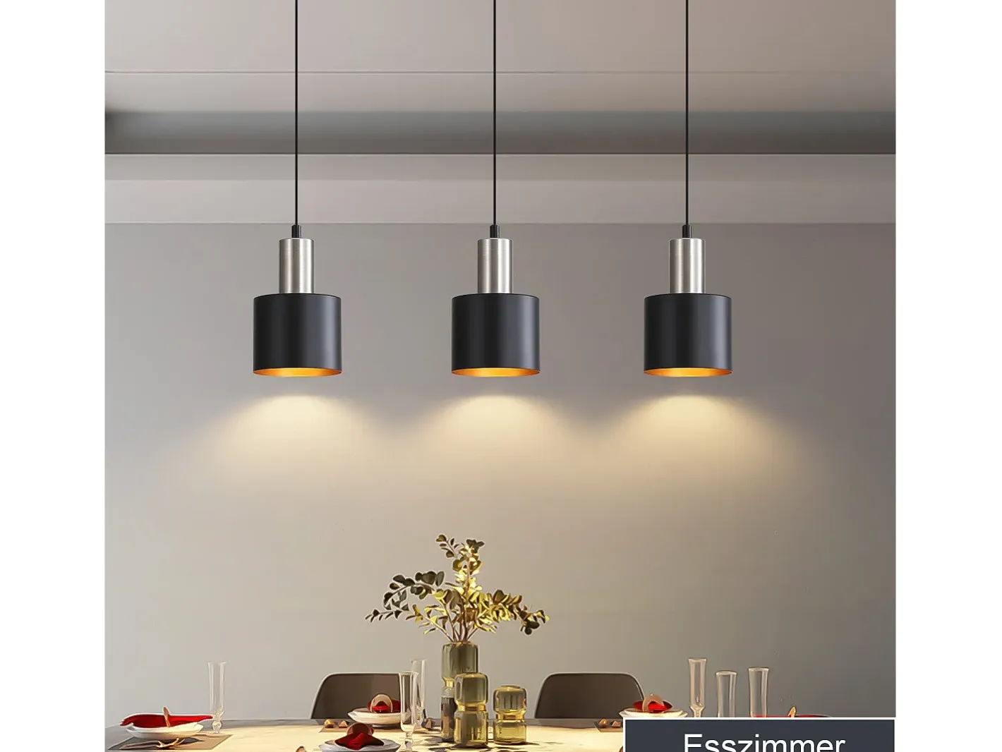 NETTLIFE Lámpara colgante para mesa de comedor, lámpara colgante E27 negra, lámpara colgante retro para mesita de noche, altura ajustable Negro Hot