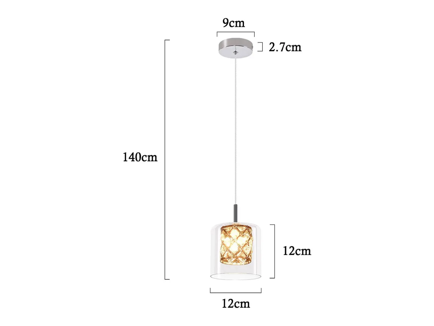 New NETTLIFE Lámpara colgante moderna de cristal G9 para comedor, altura ajustable Plateado
