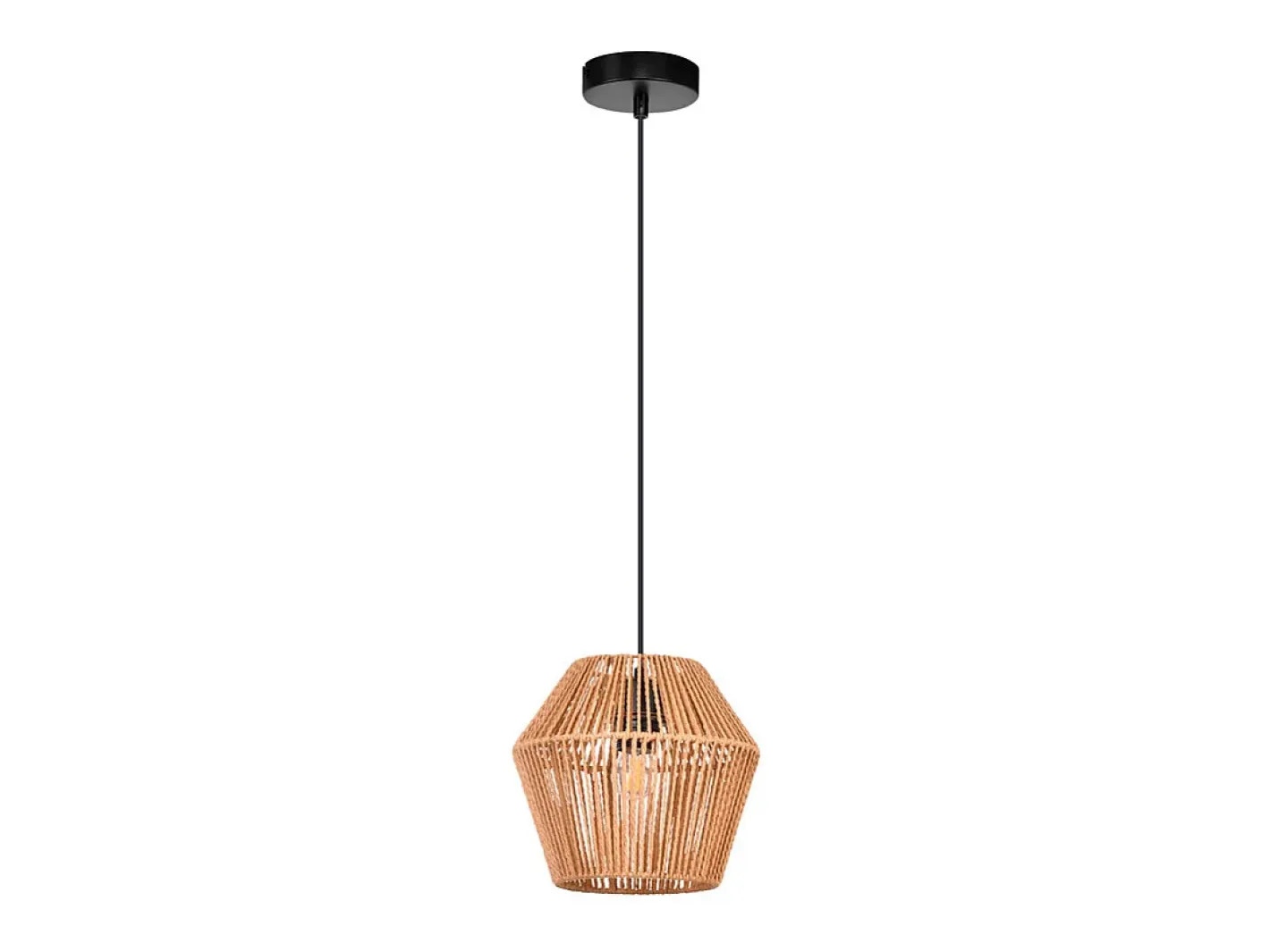 NETTLIFE Lámpara colgante vintage de junco de 150 cm, E27, 40W. Negro Clearance