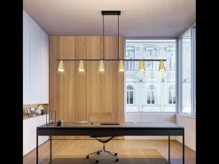 NETTLIFE Lámpara Suspendida-Lámpara colgante para mesa de comedor, con conexión GU10: lámpara de comedor de 6 bombillas, de metal negro , moderno y industrial. Dorado