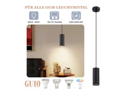 NETTLIFE Lámpara Suspendida-Lámpara colgante de metal diámetro 170 cm GU10 1 llama moderna sala de estar industrial para interior cocina dormitorio Negro