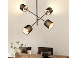 NETTLIFE Lámpara Colgante Metal E14 Máx. 25W de diámetro. 85 cm 4 bombillas pantalla sala de estar lámpara vintage luz de techo lámpara de para Negro Online