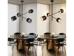 NETTLIFE Lámpara Colgante Metal E14 Máx. 25W de diámetro. 85 cm 4 bombillas pantalla sala de estar lámpara vintage luz de techo lámpara de para Negro Online