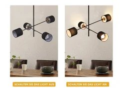 NETTLIFE Lámpara Colgante Metal E14 Máx. 25W de diámetro. 85 cm 4 bombillas pantalla sala de estar lámpara vintage luz de techo lámpara de para Negro Online