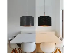NETTLIFE Lámpara Suspendida-Lámpara Colgante Tela Negra Dorada Diam.38CM E27 Pantalla Moderna de Tela de Cielo Estrellado Vintage para Sala de Estar Dormitorio Negro
