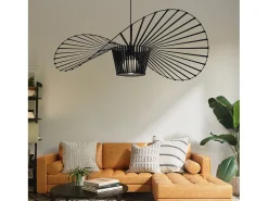 NETTLIFE Lámpara Suspendida-Lámpara Colgante Moderna E27 Diam.80cm Diseño Sombrero Policarbonato Máx.40W para Salón Comedor Cocina, Sin Bombilla Negro