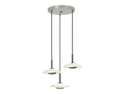 Clearance NETTLIFE Lámpara colgante LED para mesa de comedor, diseño moderno, 3000 K, blanco cálido, 3 llamas Plateado