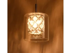 NETTLIFE Lámpara colgante moderna de cristal G9 para comedor, altura ajustable Plateado Clearance